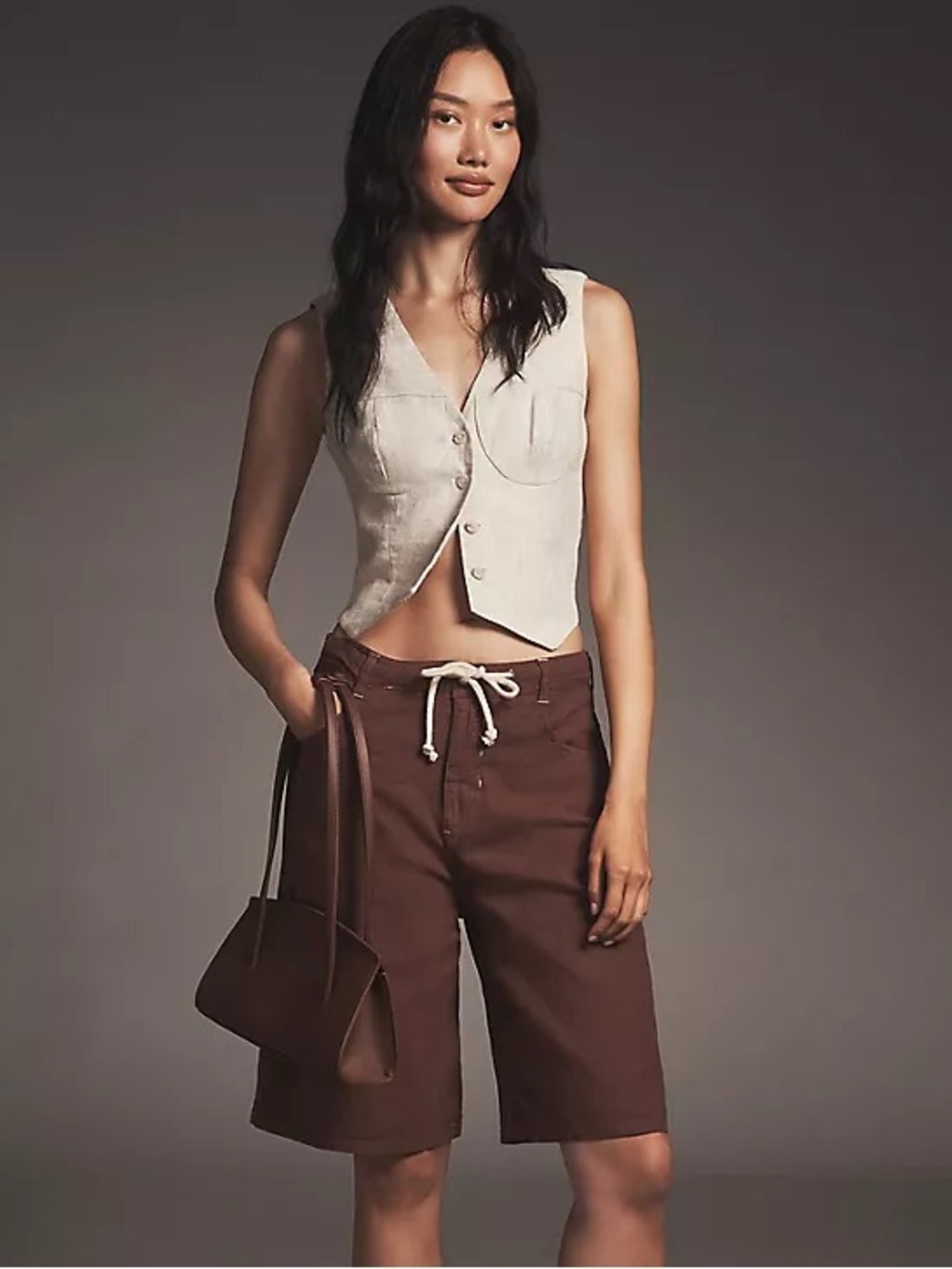 ANTHROPOLOGIE X PILCRO Linen-Blend Bermuda Shorts, Size 27
